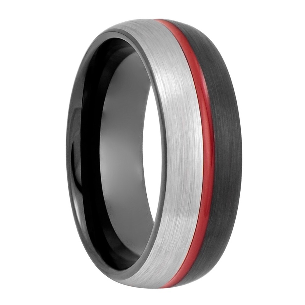8mm Tungsten Ring Band Red Resin Inlay S 8.5-11